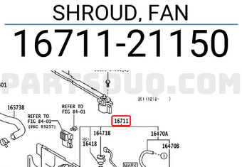Toyota 1671121150 SHROUD, FAN