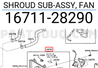 Toyota 1671128290 SHROUD SUB-ASSY, FAN