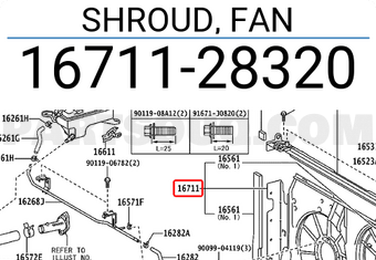 Toyota 1671128320 SHROUD, FAN