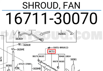 Toyota 1671130070 SHROUD, FAN