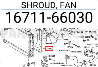 Toyota 1671166030 SHROUD, FAN