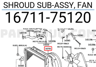 Toyota 1671175120 SHROUD SUB-ASSY, FAN