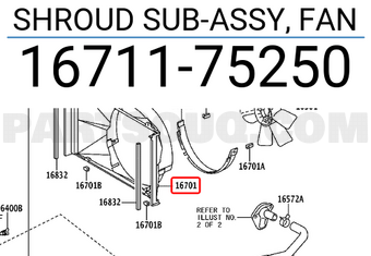 Toyota 1671175250 SHROUD SUB-ASSY, FAN
