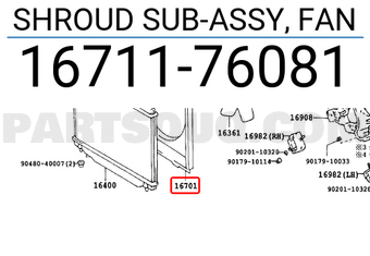 Toyota 1671176081 SHROUD SUB-ASSY, FAN