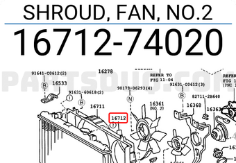 Toyota 1671274020 SHROUD, FAN, NO.2