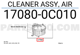 Toyota 170800C010 CLEANER ASSY, AIR