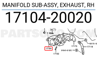 Toyota 1710420020 MANIFOLD SUB-ASSY, EXHAUST, RH