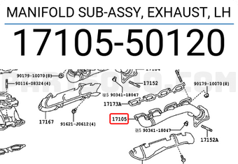 Toyota 1710550120 MANIFOLD SUB-ASSY, EXHAUST, LH