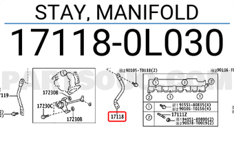 Toyota 171180L030 STAY, MANIFOLD
