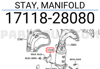 Toyota 1711828080 STAY, MANIFOLD