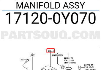 Toyota 171200Y070 MANIFOLD ASSY