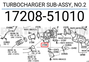 Toyota 1720851010 TURBOCHARGER SUB-ASSY, NO.2