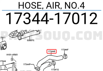 Toyota 1734417012 HOSE, AIR, NO.4