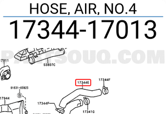 Toyota 1734417013 HOSE, AIR, NO.4