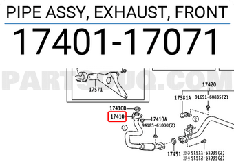 Toyota 1740117071 PIPE ASSY, EXHAUST, FRONT