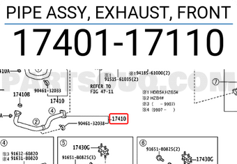 Toyota 1740117110 PIPE ASSY, EXHAUST, FRONT