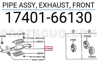 Toyota 1740166130 PIPE ASSY, EXHAUST, FRONT
