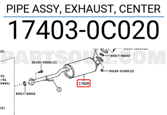 Toyota 174030C020 PIPE ASSY, EXHAUST, CENTER