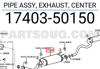 Toyota 1740350150 PIPE ASSY, EXHAUST, CENTER