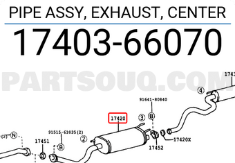 Toyota 1740366070 PIPE ASSY, EXHAUST, CENTER
