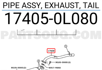 Toyota 174050L080 PIPE ASSY, EXHAUST, TAIL