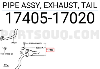 Toyota 1740517020 PIPE ASSY, EXHAUST, TAIL