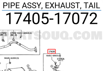 Toyota 1740517072 PIPE ASSY, EXHAUST, TAIL