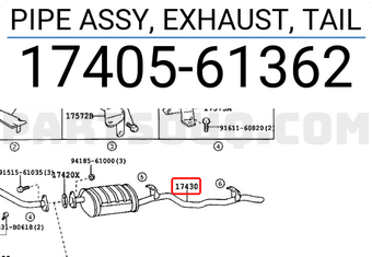 Toyota 1740561362 PIPE ASSY, EXHAUST, TAIL