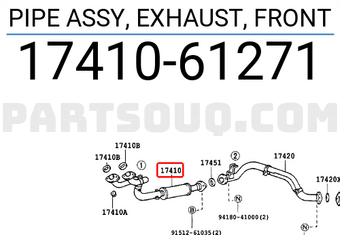 Toyota 1741061271 PIPE ASSY, EXHAUST, FRONT