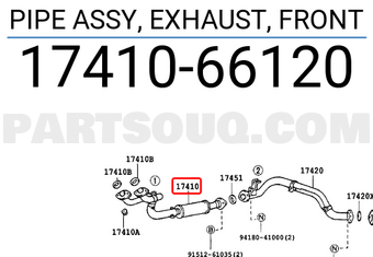 Toyota 1741066120 PIPE ASSY, EXHAUST, FRONT