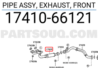 Toyota 1741066121 PIPE ASSY, EXHAUST, FRONT