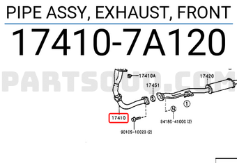 Toyota 174107A120 PIPE ASSY, EXHAUST, FRONT