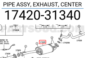 Toyota 1742031340 PIPE ASSY, EXHAUST, CENTER