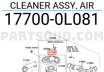Toyota 177000L081 CLEANER ASSY, AIR