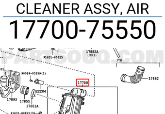 Toyota 1770075550 CLEANER ASSY, AIR