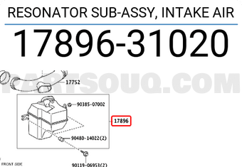 Toyota 1789631020 RESONATOR SUB-ASSY, INTAKE AIR