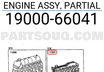 Toyota 1900066041 ENGINE ASSY, PARTIAL