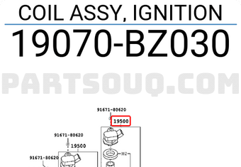 Toyota 19070BZ030 COIL ASSY, IGNITION