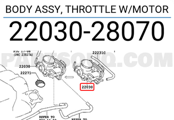 Toyota 2203028070 BODY ASSY, THROTTLE W/MOTOR