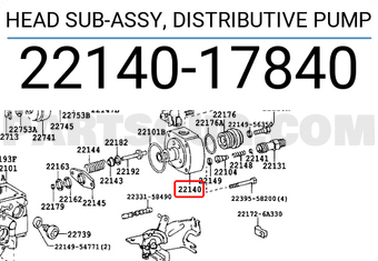 Toyota 2214017840 HEAD SUB-ASSY, DISTRIBUTIVE PUMP