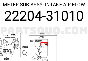Toyota 2220431010 METER SUB-ASSY, INTAKE AIR FLOW