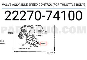 Toyota 2227074100 VALVE ASSY, IDLE SPEED CONTROL(FOR THLOTTLE BODY)