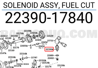 Toyota 2239017840 SOLENOID ASSY, FUEL CUT