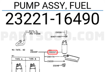 Toyota 2322116490 PUMP ASSY, FUEL