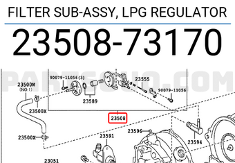 Toyota 2350873170 FILTER SUB-ASSY, LPG REGULATOR