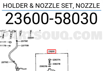 Toyota 2360058030 HOLDER & NOZZLE SET, NOZZLE