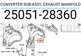 Toyota 2505128360 CONVERTER SUB-ASSY, EXHAUST MANIFOLD
