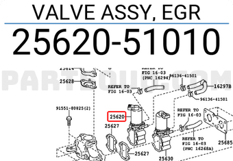 Toyota 2562051010 VALVE ASSY, EGR