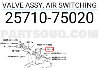 Toyota 2571075020 VALVE ASSY, AIR SWITCHING