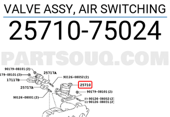Toyota 2571075024 VALVE ASSY, AIR SWITCHING